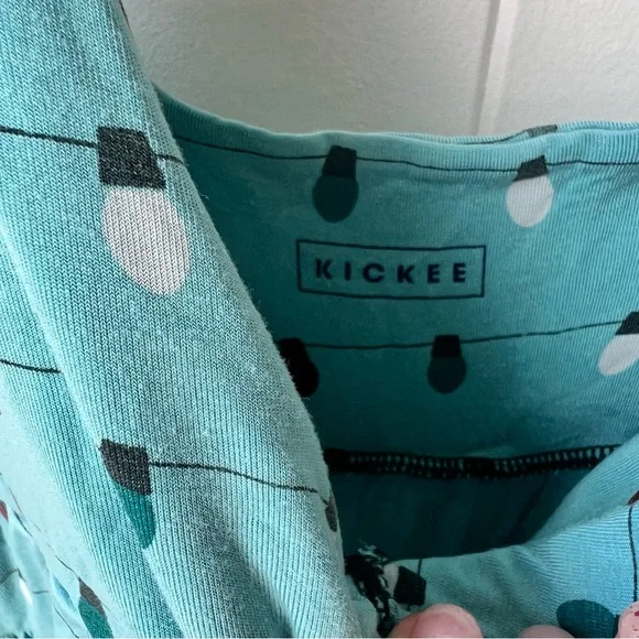 Kickee Pants Simple Twist Pajamas Dress Night Gown Blue Glacier Holiday Lights M - Picture 4 of 7